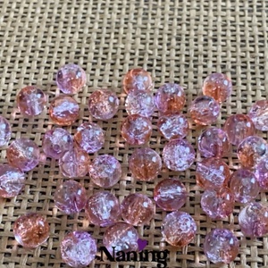 30db roppantott üveggyöngy - 8mm - átlátszó rózsaszín/narancs  (13ft/db) - kellékek & szerszámok - gyöngyfűzés kellékek - üveggyöngy - Meska.hu