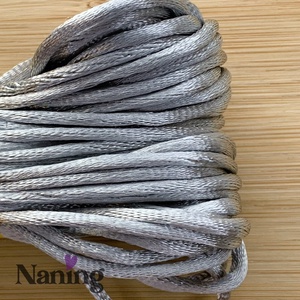 5 méter szatén selyemzsinór - ezüst - 2mm  (60ft/m), Kellékek & szerszámok, Rövidáru, Fonal, cérna, Kevert fonal, , MESKA