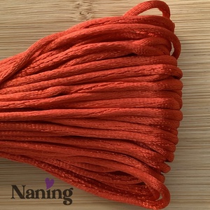 5 méter szatén selyemzsinór - piros - 2mm  (60ft/m), Kellékek & szerszámok, Rövidáru, Fonal, cérna, Kevert fonal, , MESKA