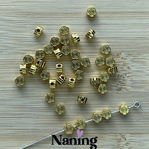 6db virág köztes/összekötőelem - 5x3mm - arany  (33ft/db), Kellékek & szerszámok, Gyöngyfűzés kellékek, Fém köztesek, , MESKA