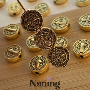 3db Szent Benedek köztes/összekötőelem 10x3mm � antik arany  (100ft/db), Kellékek & szerszámok, Gyöngyfűzés kellékek, Fém köztesek, , MESKA