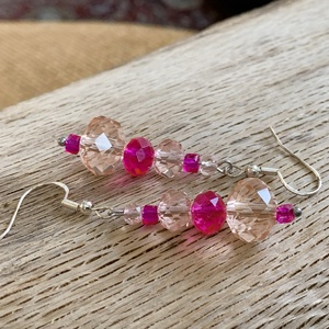 Csiszolt üveggyöngy fülbevaló, Ékszer, Fülbevaló, Lógó fülbevaló, Ékszerkészítés, Gyöngyfűzés, gyöngyhímzés, MESKA