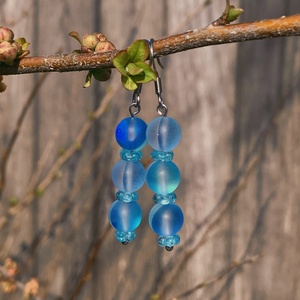 Üveggyöngy fülbevaló, Ékszer, Fülbevaló, Lógó fülbevaló, Ékszerkészítés, Gyöngyfűzés, gyöngyhímzés, MESKA