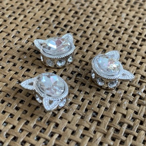 3 db fém köztes/összekötőelem csiszolt üveg betéttel - cicafej/pillangó - kellékek & szerszámok - ásvány alapanyag - splitter - Meska.hu