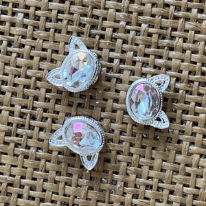 3 db fém köztes/összekötőelem csiszolt üveg betéttel - cicafej/pillangó - kellékek & szerszámok - ásvány alapanyag - splitter - Meska.hu