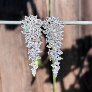 ESKÜVŐI - strasszköves lógós fülbevaló/klipsz, Ékszer, Fülbevaló, Klipsz, , MESKA