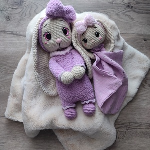 Horgolt nyuszi hozzá illő szundikendővel � - Meska.hu