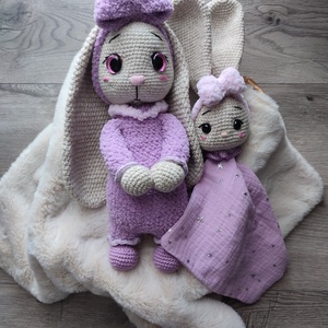 Horgolt nyuszi hozzá illő szundikendővel � - játék & sport - plüssállat & játékfigura - nyuszi - Meska.hu