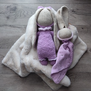 Horgolt nyuszi hozzá illő szundikendővel � - játék & sport - plüssállat & játékfigura - nyuszi - Meska.hu