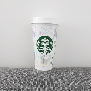 Műanyag Starbucks Cup színátmenetes/hologramos pillangós - otthon & életmód - Meska.hu