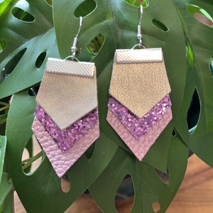 NaoNi fülbevaló - bronz pink csillogó, Ékszer, Fülbevaló, Lógó fülbevaló, Ékszerkészítés, MESKA