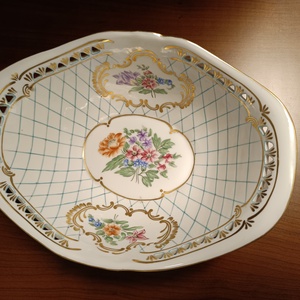 Hollóházi Porcelán Gyümölcskosár - otthon & életmód - dekoráció - asztal és polc dekoráció - dekorációs tál, tartó - Meska.hu