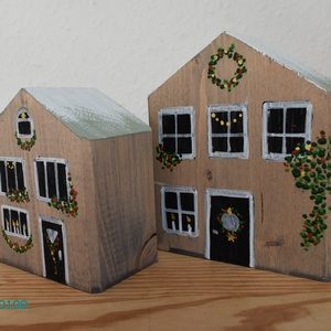  karácsonyi dekorházikó párban 0100 és 0101, Karácsony, Karácsonyi lakásdekoráció, Karácsonyi falu, házikó, Famegmunkálás, Festett tárgyak, MESKA