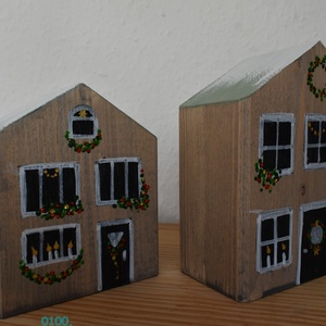  karácsonyi dekorházikó párban 0100 és 0101 - karácsony - karácsonyi lakásdekoráció - karácsonyi falu, házikó - Meska.hu