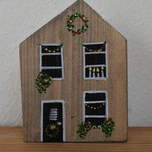 karácsonyi dekorházikó 0104, Karácsony, Karácsonyi lakásdekoráció, Karácsonyi falu, házikó, Festett tárgyak, Famegmunkálás, MESKA