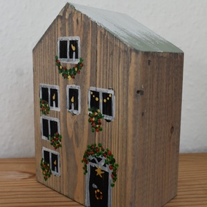karácsonyi dekorházikó 105, Karácsony, Karácsonyi lakásdekoráció, Karácsonyi falu, házikó, Festett tárgyak, Famegmunkálás, MESKA