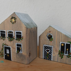  karácsonyi dekorházikó párban 0106 és 0107 - karácsony - karácsonyi lakásdekoráció - karácsonyi falu, házikó - Meska.hu