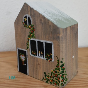 karácsonyi dekorházikó 0108, Karácsony, Karácsonyi lakásdekoráció, Karácsonyi falu, házikó, Famegmunkálás, Festett tárgyak, MESKA
