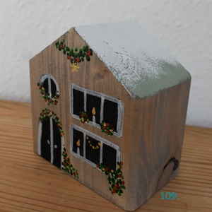 karácsonyi dekorházikó 0109, Karácsony, Karácsonyi lakásdekoráció, Karácsonyi falu, házikó, Famegmunkálás, Festett tárgyak, MESKA