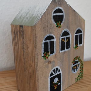 karácsonyi dekorházikó 0112, Karácsony, Karácsonyi lakásdekoráció, Karácsonyi falu, házikó, Famegmunkálás, Festett tárgyak, MESKA