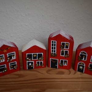 karácsonyi dekorházikó csoport piros - karácsony - karácsonyi lakásdekoráció - karácsonyi falu, házikó - Meska.hu