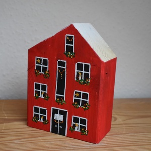 karácsonyi dekorházikó piros 0121 - karácsony - karácsonyi lakásdekoráció - karácsonyi falu, házikó - Meska.hu