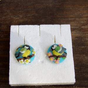 Cinege mintás fülbevaló - Meska.hu