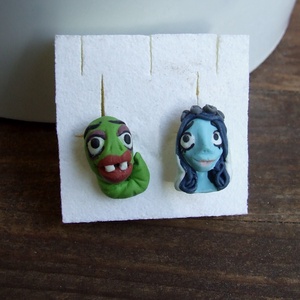 Corpse Bride fülbevaló, Esküvő, Ékszer, Fülbevaló, Gyurma, MESKA