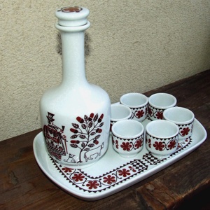 Retro Alföldi porcelán pálinkás készlet - otthon & életmód - konyhafelszerelés, tálalás - tálalás - pálinkás poharak, szettek - Meska.hu