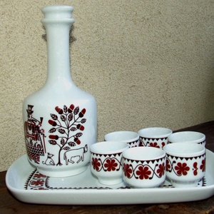 Retro Alföldi porcelán pálinkás készlet - otthon & életmód - konyhafelszerelés, tálalás - tálalás - pálinkás poharak, szettek - Meska.hu