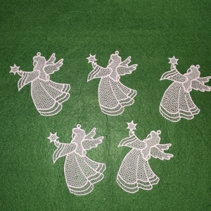 Csipke angyal, többféle, felakasztható 1. - karácsony - karácsonyi lakásdekoráció - karácsonyfadíszek - Meska.hu