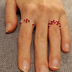 Candy cane mintájú gyöngy gyűrű - ékszer - gyűrű - gyöngyös gyűrű - Meska.hu
