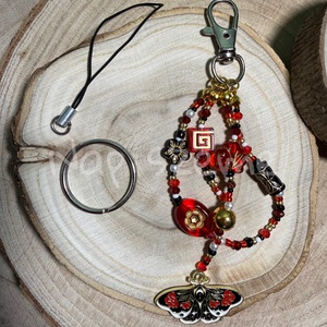 Fekete-piros gyöngy kulcstartó - táska & tok - kulcstartó & táskadísz - kulcstartó - Meska.hu