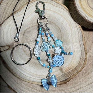 Kék-fehér gyöngy kulcstartó - táska & tok - kulcstartó & táskadísz - kulcstartó - Meska.hu