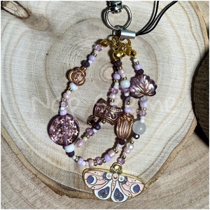 Rózsaszín-lila gyöngy kulcstartó, Táska & Tok, Kulcstartó & Táskadísz, Kulcstartó, Gyöngyfűzés, gyöngyhímzés, MESKA