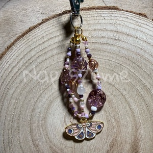 Rózsaszín-lila gyöngy kulcstartó - táska & tok - kulcstartó & táskadísz - kulcstartó - Meska.hu