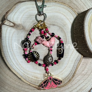 Fekete-rózsaszín gyöngy kulcstartó - táska & tok - kulcstartó & táskadísz - kulcstartó - Meska.hu
