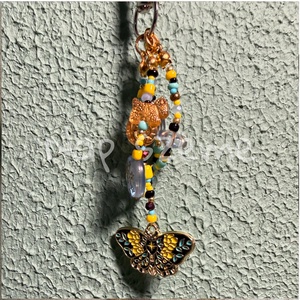 Sárga-kék gyöngy kulcstartó - táska & tok - kulcstartó & táskadísz - kulcstartó - Meska.hu