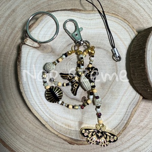 Barack-fekete gyöngy kulcstartó, Táska & Tok, Kulcstartó & Táskadísz, Kulcstartó, Gyöngyfűzés, gyöngyhímzés, MESKA