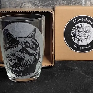 Cica mintás üveg bögre  - otthon & életmód - konyhafelszerelés, tálalás - tálalás - bögre & csésze - Meska.hu