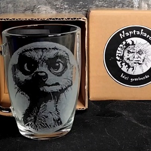 Szurikáta mintás üveg bögre , Otthon & Életmód, Konyhafelszerelés, tálalás, Tálalás, Bögre & Csésze, Gravírozás, pirográfia, MESKA