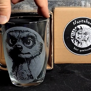 Szurikáta mintás üveg bögre  - otthon & életmód - konyhafelszerelés, tálalás - tálalás - bögre & csésze - Meska.hu