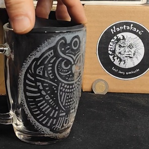 Bagoly mintás üveg bögre  - otthon & életmód - konyhafelszerelés, tálalás - tálalás - bögre & csésze - Meska.hu