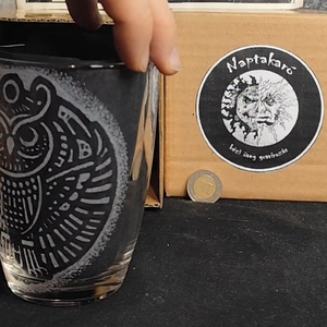 Bagoly mintás üveg bögre  - otthon & életmód - konyhafelszerelés, tálalás - tálalás - bögre & csésze - Meska.hu