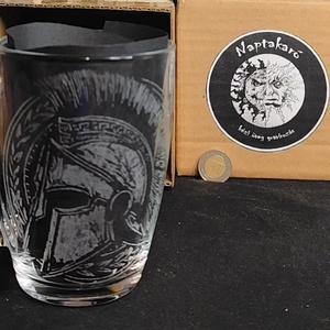 Spártai sisak mintás üveg bögre , Otthon & Életmód, Konyhafelszerelés, tálalás, Tálalás, Bögre & Csésze, Gravírozás, pirográfia, MESKA