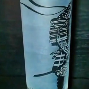 Szamuráj mintás kézzel gravírozott üveg pohár  - otthon & életmód - konyhafelszerelés, tálalás - tálalás - pohár - Meska.hu