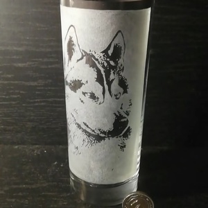 Husky mintás kézzel gravírozott pohár  - otthon & életmód - konyhafelszerelés, tálalás - tálalás - pohár - Meska.hu