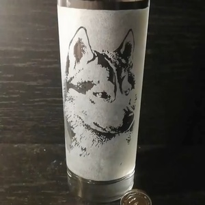 Husky mintás kézzel gravírozott pohár  - Meska.hu