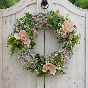 Rusztikus ajtódísz orchideával, Otthon & Életmód, Dekoráció, Ajtó- és ablak dekoráció, Ajtódísz & Kopogtató, , MESKA