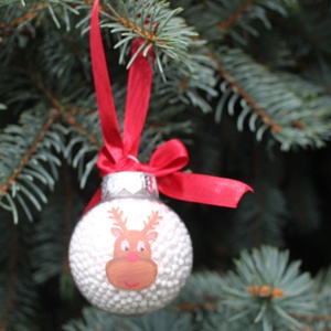 Rudolf, töltött gömbdísz, Karácsony, Karácsonyi lakásdekoráció, Karácsonyfadíszek, Fotó, grafika, rajz, illusztráció, Festett tárgyak, MESKA
